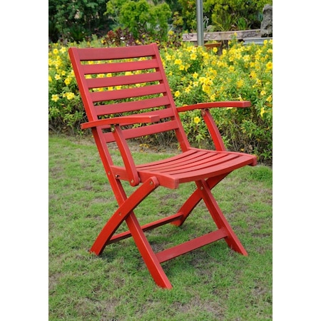International Caravan Royal Fiji Acacia Wood Folding Ladder Back Armchair, Barn Red, 2PK TT-FA-127-2CH-BRD